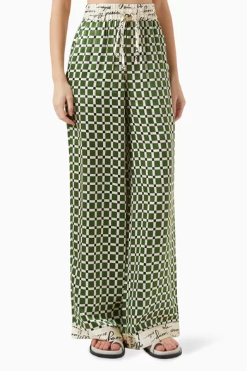 Kahlo Contrast Relaxed Pants in Silk