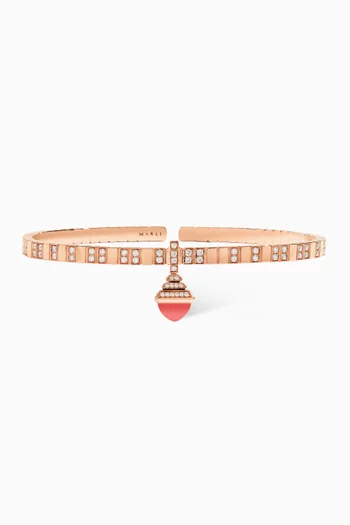 Cleo Charm Diamond & Coral Bracelet in 18kt Rose Gold
