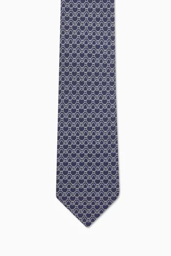 ربطة عنق بنقشة خطوط مموجة تويل حرير