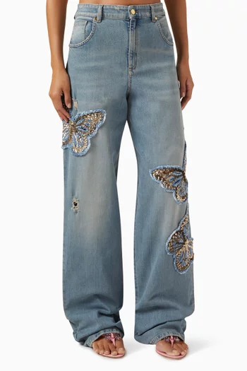 Embroidered Boyfriend-fit Jeans