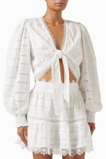 بلوزة زيما بتصميم ملفوف مزيج قطن