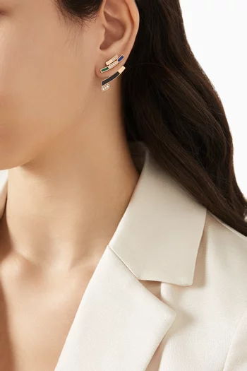 أقراط لأعلى الأذن اب اند داون مرصعة بالماس والزمرد ذهب وردي عيار 18