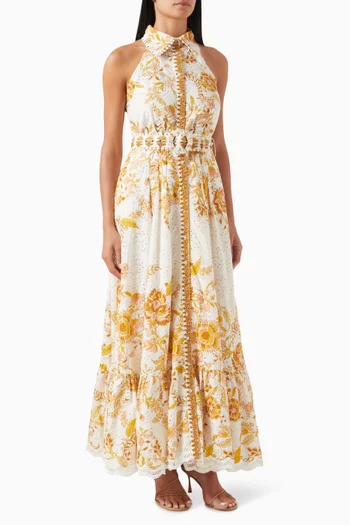 Tora Belted Maxi Dress in Cotton