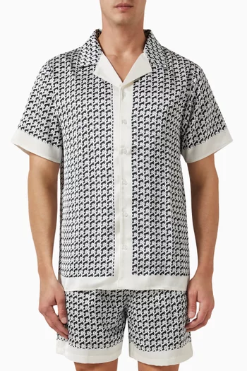 Printed Button-up Shirt in Recycled Polyester