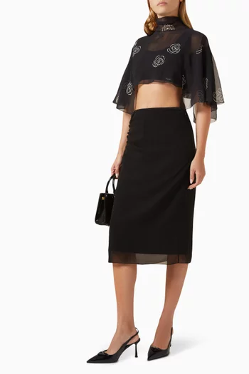 Gathered Midi Skirt in Georgette