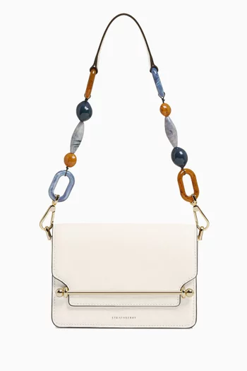 Mini East/West Beaded Shoulder Bag in Leather