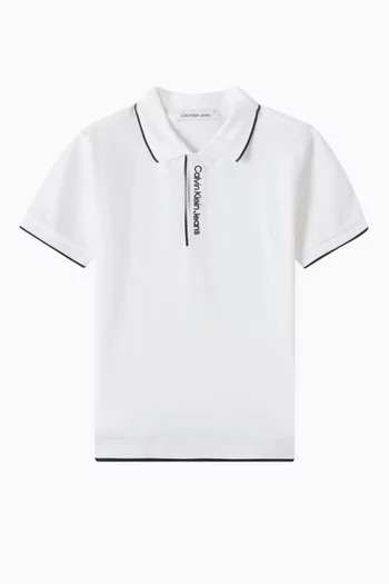 Logo Collar Polo Shirt in Cotton-stretch Piqué