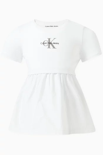 Monogram-print Dress in Cotton