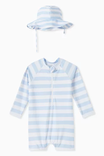 Baby Swimsuit Romper & Hat Set