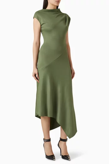 Asymmetric Midi Dress in Viscose-blend