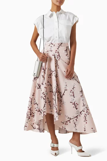 Blossom Asymmetric Midi Skirt in Cotton