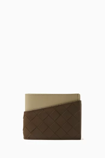 Oblique Bi-fold Wallet in Intrecciato Leather