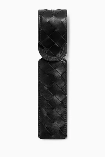 Long Tag Holder in Intrecciato Leather