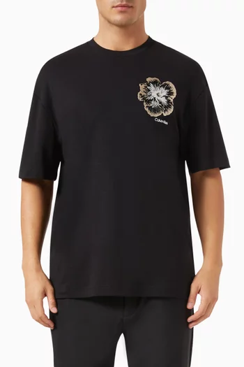 Embroidered Night Flower T-shirt in Cotton