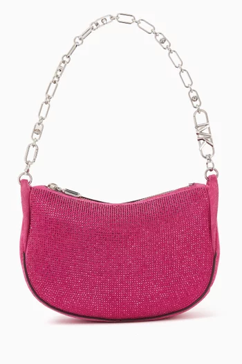 Small Kendall Pouchette in Crystal-embellished Suede