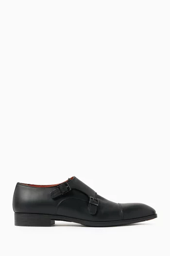 Double Monk Strap Shoes in Calf Leather