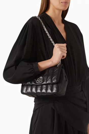 Mini Monaco Quilted Shoulder Bag in Leather