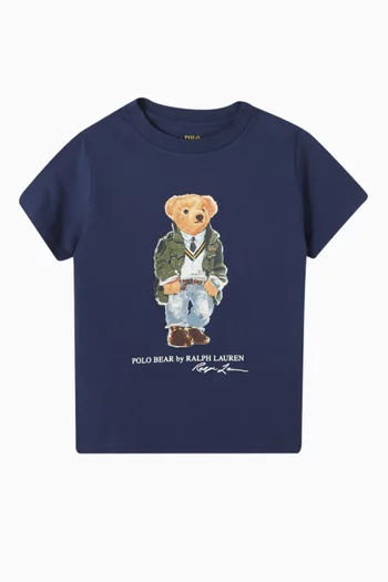 Bear Print T-shirt in Cotton