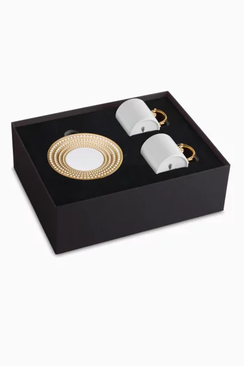 طقم فناجين وأطباق إسبريسو بنقشة بيرليه، زوجان