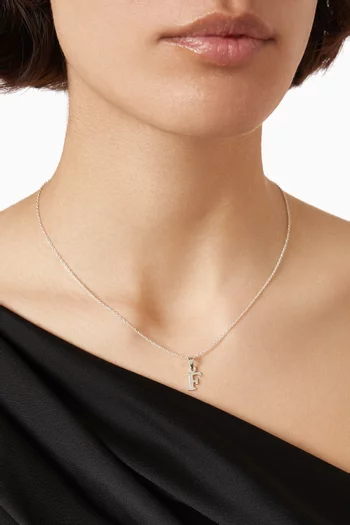 Letter 'F' Initials Pendant Necklace in Sterling Silver