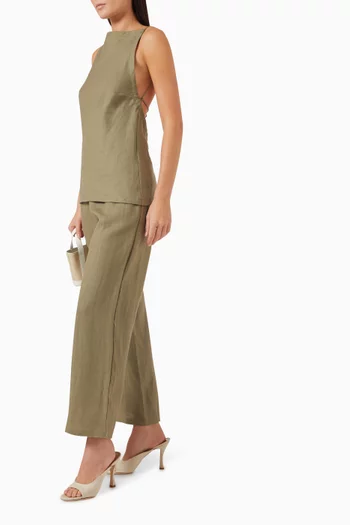 بلوزة أنتيبس بظهر مكشوف كتان