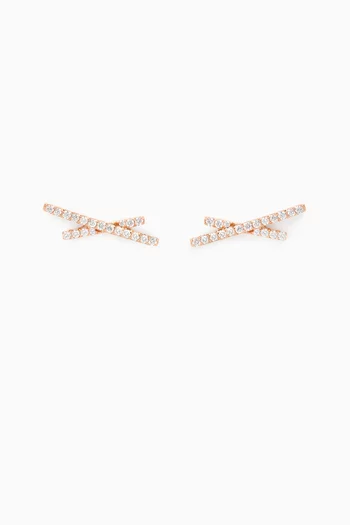 Cross Motif Diamond Earrings in 18kt Rose Gold