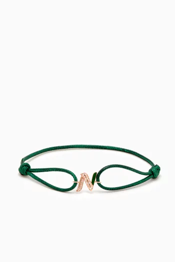 سوار ريترو بحرف "N" مرصع بالماس ذهب وردي عيار 18