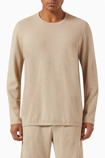Long-sleeved Top in Cotton-linen Jersey