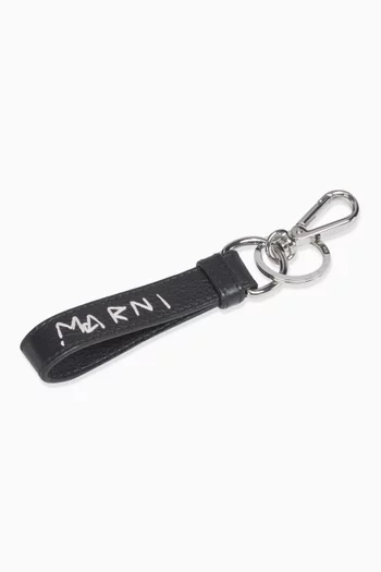 Mending Logo Keyring in Calf Leather