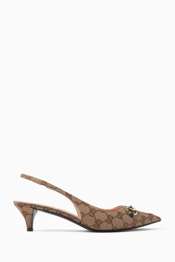GG Slingback Pumps in Canvas
