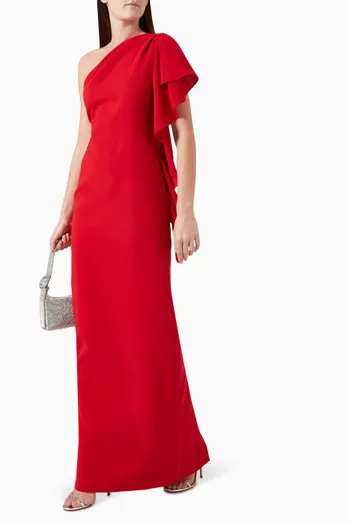 One Shoulder Gown in Crepe