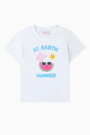 تي شيرت مزين بطبعة قطن جيرسيه