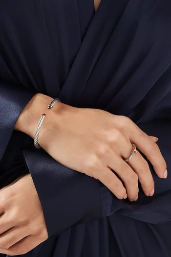 سوار مودرن كيبل مزين بالعقيق فضة وذهب عيار 14