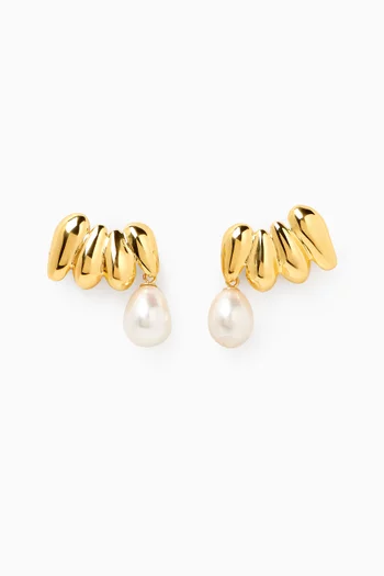 Bubbly Pearl-stud Earrings in 18kt Gold-plated Sterling Silver