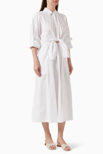 Lisa Shirt Midi Dress in Cotton-poplin
