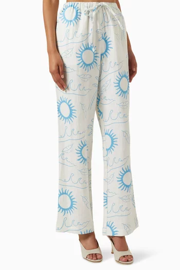 Sail Printed Pants in Linen