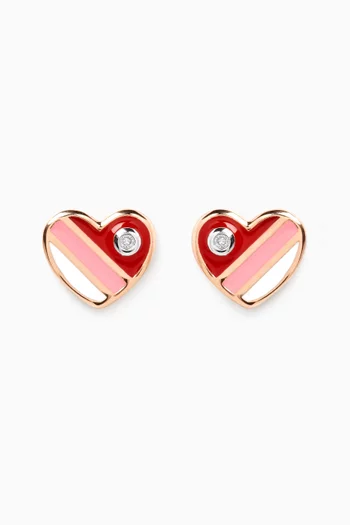 Ara Bambi Diamond Heart Earrings in 18kt Rose Gold