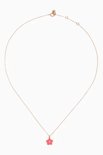 قلادة آرا بامبي بتصميم زهرة مرصعة بالماس ذهب وردي عيار 18