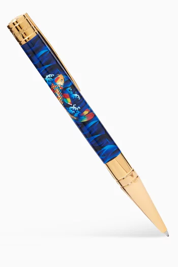 قلم حبر جاف مزين بطبعة سمكة الكوي وحرف D نحاس