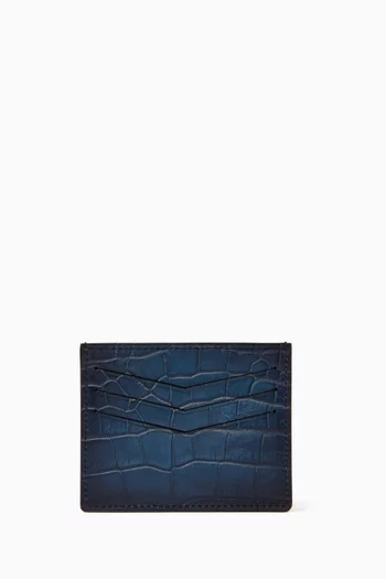 Credit Card Holder in Alligator-embossed Leather