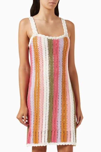 Lito Stripe Mini Dress in Crochet