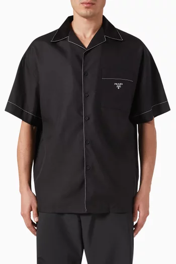 Short-sleeved Bowling Shirt in Silk