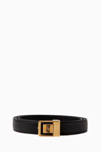Cassandre Thin Belt in Grained Leather