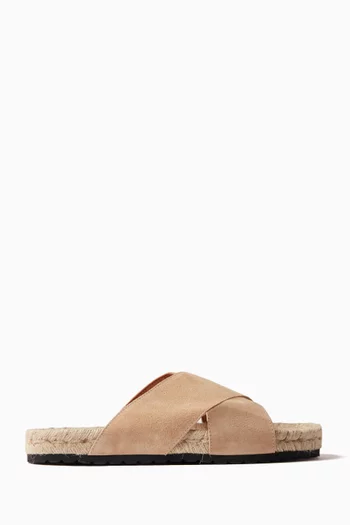 Double-sole Crossed Bands Sandals in Suede