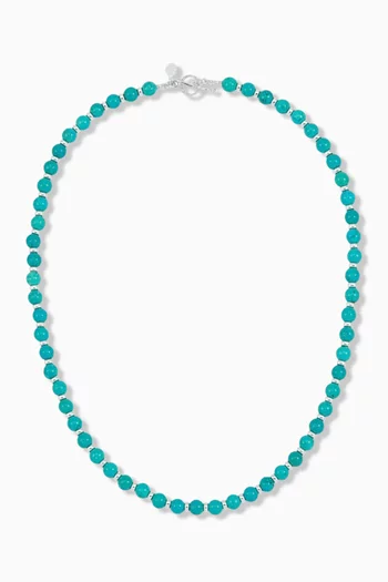 Turquoise & Halo Bead Necklace in Sterling Silver