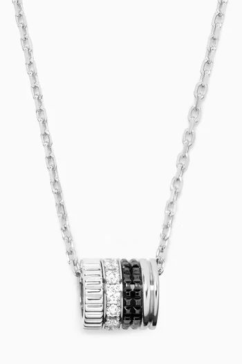 Quatre Black Edition Diamond Small Ring Pendant Necklace in 18kt White Gold