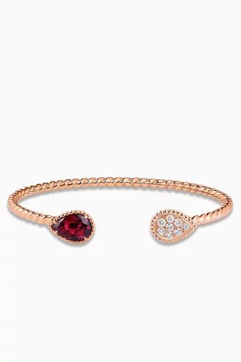 Serpent Bohème S Motif Diamond & Rhodolite Garnet Bracelet in 18kt Rose Gold