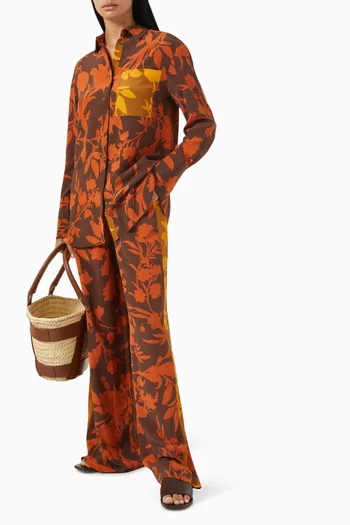 Ari Contrast Relaxed Pants in Silk