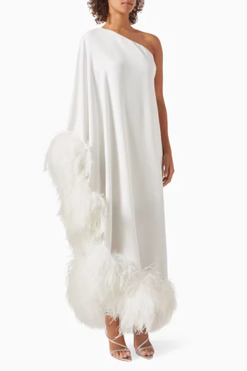 Rossy Feather-trim Maxi Dress in Crepe