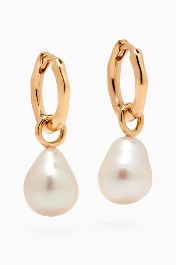 Mini Pearl Drop Hoop Earrings in 14kt Recycled Gold